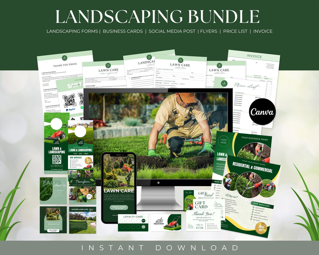 Landscaping Business Bundle, Landscaping Business Cards Template, Landscaping Business Flyer, Landscaping Forms, Landscaping Marketing