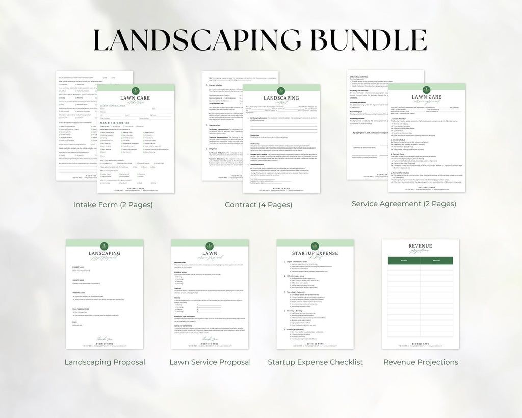 Landscaping & Lawn Care Forms Bundle, Lawn Care Services Forms, Garden Care Forms, Landscaper Forms, Forms Bundle, Price Sheet, Canva