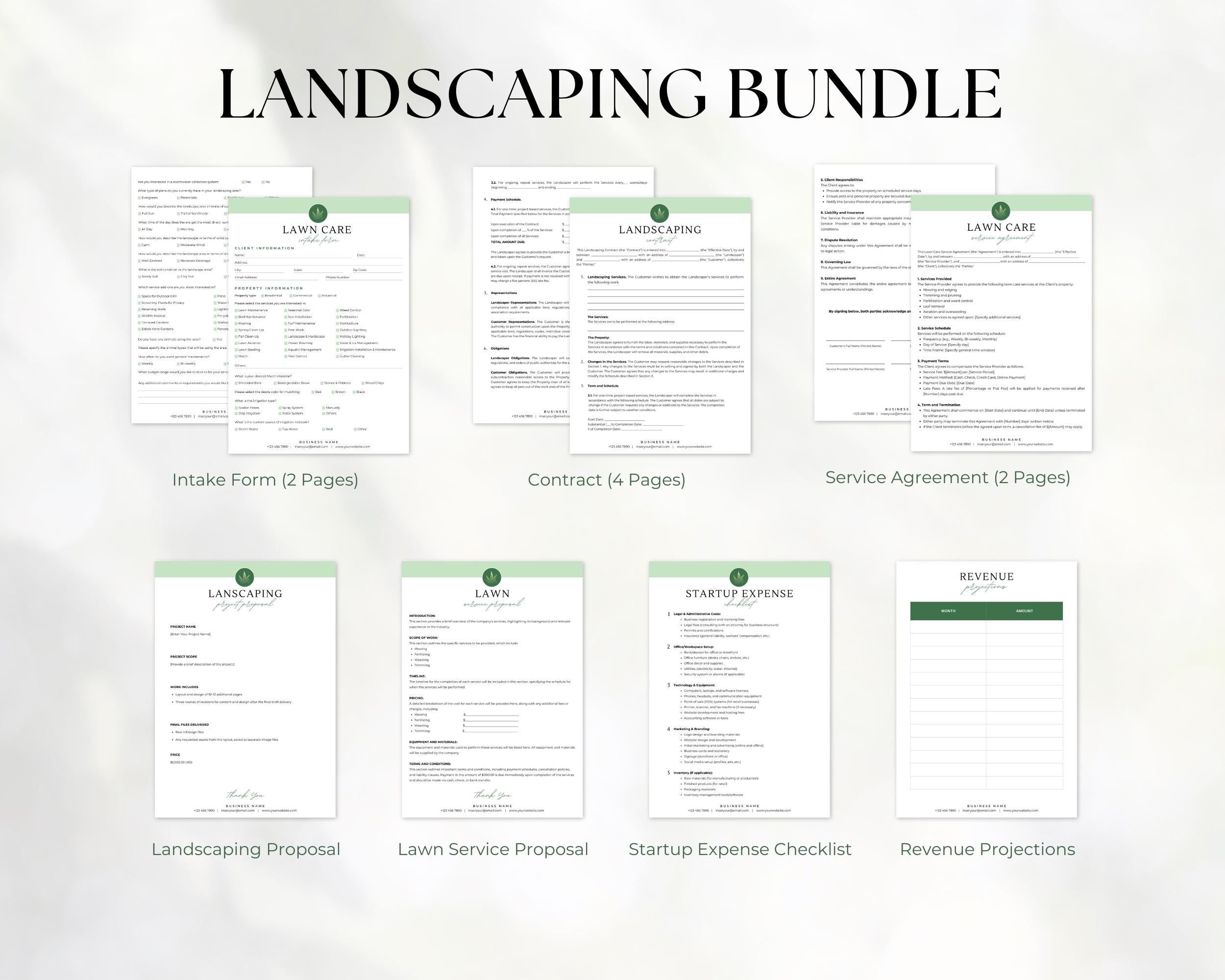 Landscaping & Lawn Care Forms Bundle, Lawn Care Services Forms, Garden Care Forms, Landscaper Forms, Forms Bundle, Price Sheet, Canva