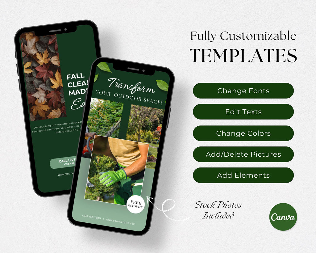 Landscaping & Lawn Care Instagram Post Templates, Yard Services Instagram, Landscaping and Hardscaping Social Media, Landscape Business