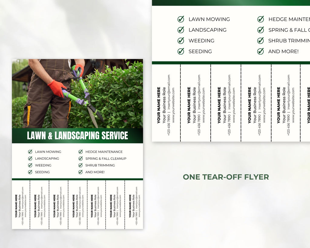 Lawn Care & Landscaping Flyers, Services Flyers, Tear-Off Flyers, Landscaping Services Flyers, Lawn Mowing Flyers, Landscaping Marketing